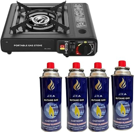 Portable Gas Stove Camping Single Burner Cooker BBQ Outdoor Butane GASBOTTLE of 4