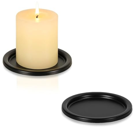 ZHAOCAI 2 candelabri per candela, colore nero, portacandela, piatto decorativo, vassoio rotondo, portacandele