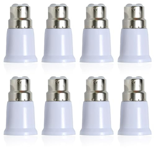 XIYING 8 Pcs B22 to E27 Adapter, Light Socket Bulb Adapter Bayonet to Screw for Kitchen, Living Room and Bedroom