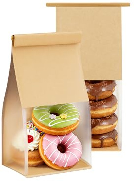 FireKylin Bakery Bags with Tin Tie Tab Lock 3.9x3.1x 8.2 Bread Bags for Homemade Bread Cookie Bags Good Choice Breads,Goodies,Baked,Goods and Cookie Packaging (50, Small)