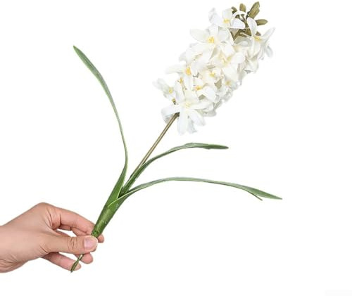Fleur artificielle de jacinthe violette pour décoration intérieure et extérieure, convient pour les mariages, la maison, le jardin, les hôtels, les restaurants et les présentoirs de magasin (blanc)
