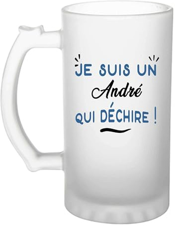 Verre à bière d'un André qui déchire - Chope - Idée Verre à bière Personnalisable Cadeau Anniversaire Fête Original Famille Travail Départ Collègue Retraite Noël.