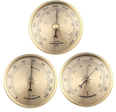 Sharplace , Hygrometer, Thermometer, Luftdruckmesser, Elegantes, leicht ablesbares Temperaturmessgerät für Innenräume, Scheunen, Segelschiffe, Ohne Uhr