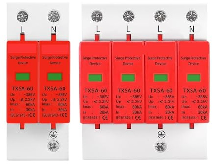 AC SPD Din Rail 20KA 40KA 30KA 60KA 2P 4P 385V House Lightning Surge Protector Protect Protective Low-Voltage Arrester Device(20-40kA,2P 275V)