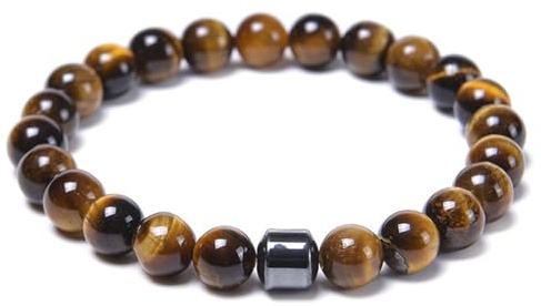 Yunrui MojoFlow Magnetarmband für Herren - Natürliche Steine Handarbeit Armband mit 800 Gauss Magneten, Wellness Energie Balancing, Leicht & Stilvoll, Unisex Schmuck Geschenk (Armband aus Tigerauge)