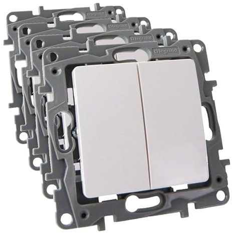 NILOE Eco 764505 Legrand 2093 - Interruptor doble de encendido y apagado (10 A, 250 V, IP20, 10 A, 250 V, IP20 (Paquete de 4)