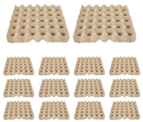 Vassoio per Uova Rustico 30 Posti in Pasta di Carta Beige | Confezione da 15 Pezzi, Riutilizzabile e Infrangibile, per Casa e Esposizione di Uova