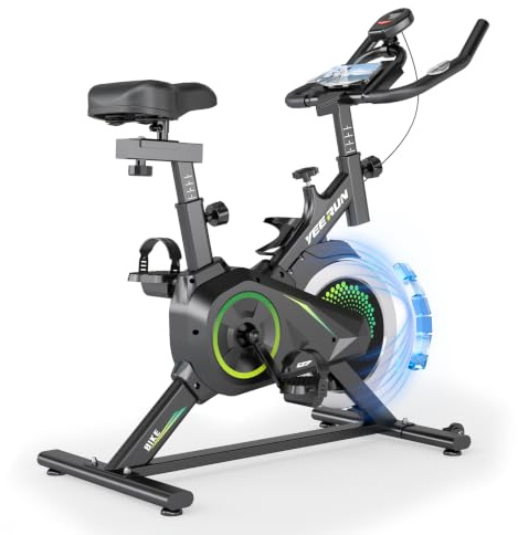 Vélo d'appartement | Stationary Bike Q7 silencieux à freinage magnétique | 100% Résistance Réglable | APP | Écran LCD multifonction | Siège/Guidon réglables | Support pour Tablette