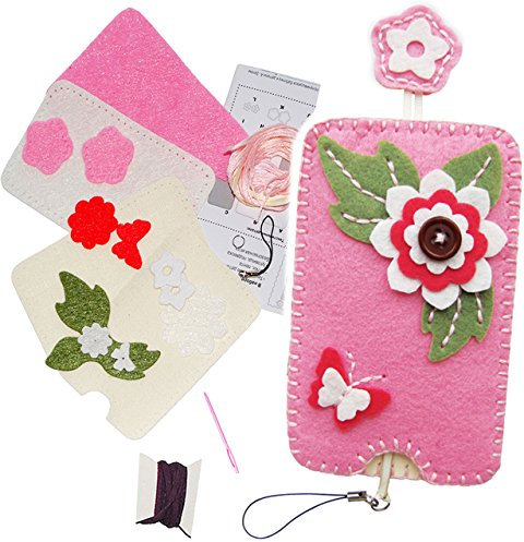 alles-meine.de GmbH Bastelset - Filz - Handytasche/Handyhülle - 3-D Blumen & Blüten - Smartphone Hülle - ALLE Größen ! zum Sticken, einfaches Nähen per Hand - Handy - Kompl..