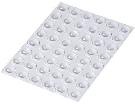 Happy Bananas Self-Adhesive Clear Bumper Rubber Dots 10 mm x 3.1 mm | Non-slip domed protective feet for coasters, glass, crafts, cabinet and cupboard doors. Pack of 48