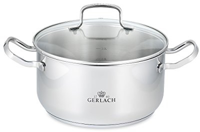 Gerlach Simple Topf aus Edelstahl Kochtopf Induktion Induktiontopf Kochgeschirr Induktionsgeeignet 4,5 l, Silber
