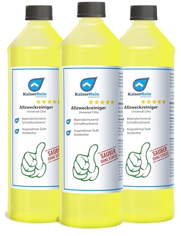 KaiserRein Allzweckreiniger 3 x 1L Konzentrat Citrus Oberflächenreiniger Bodenreiniger Universalreiniger für Boden, Auto und Oberflächen Kraftreiniger fettlösender Industriereiniger
