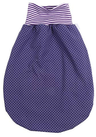 Lilakind“ Baby Kinder Winter Schlafsack Strampelsack Pucksack Gefüttert mit Reißverschluss Jersey Punkte Lila Gr. S - Made in Germany