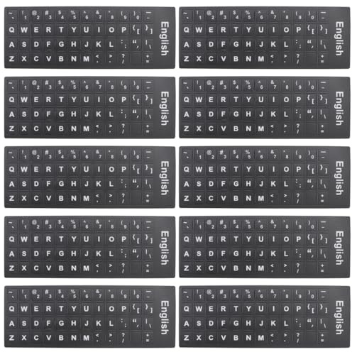 SOLUSTRE 10 Stück Tastaturaufkleber Englisch QWERTY PVC Tastaturschutz Abdeckung Für Laptop Desktop Computer Tastaturaufkleber Zum Sprachwechsel Im Büro Und Zuhause