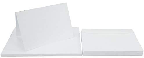 Netuno 50 Faltkarten mit Umschlägen DIN A6 Karten Weiß blanko + 50 Umschläge DIN C6 Kartenset Klappkarten + Briefumschläge C6 Papierkarten zum Selbstgestalten Karten Set mit Umschlag Weiß
