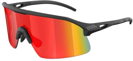 LIVING OUT YOUR QOOL TIME Polarizzato Wrap Around scudo sci Occhiali da sole Uomini Donne Triathlon beach Volley Running Oakley Sutro Lite Baseball 118, 1188b Nero / Nero Rosso, Medium