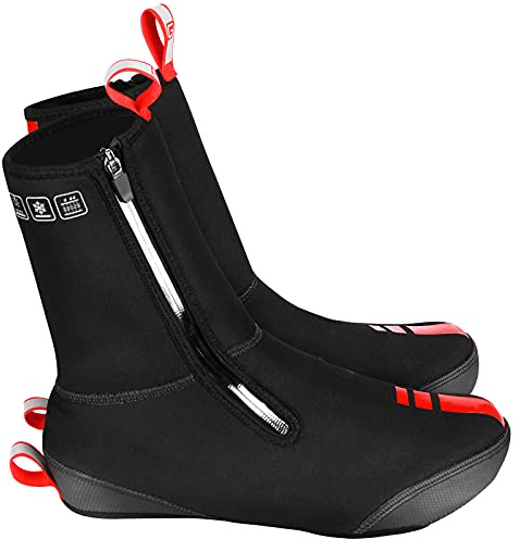 Winter Fahrrad Überschuhe, Regenschutz Fahrradschuhe überzieher Warme Fleece MTB Schuhüberzüge Rennrad Mountainbike Fahrradzubehör für Herren Damen