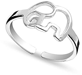 LeCalla 925 sterlingsilver öppen elefant djur glada justerbara tåringar för kvinnor, Silver, Ingen ädelsten