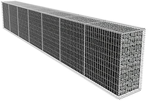 Catherinol Gabion 600 x 50 x 100 cm Décoration de Jardin Mur de Gabion avec Couvercle