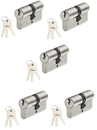 ICSA MADE IN ITALY Zylinderschloss 30/30 [5er-Pack] nkl. 15 Schlüssel SKG zertifiziert Tür Zylinder Schließzylinder 60mm Türschloss Gleichschließend