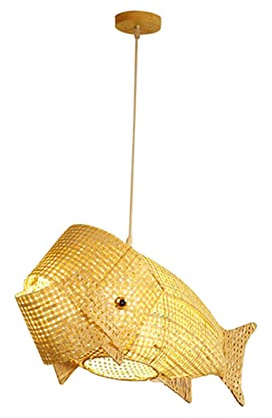 Plafoniera a sospensione in intrecciato con decorativo a forma di pesce a forma di lampadario,