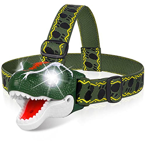 DX DA XIN Dinosaur Headlamp T-Rex LED Headlamps for Kids Flashlights Camping Gear - Dinosaur Toys for Boys Girls Toddlers Outdoor Toys for Kids Birthday Halloween Stocking Stuffers