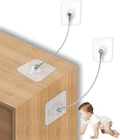 10 Pack, 8 inches Furniture Anchors Kit for Baby Proofing, Adhesive TV Safety Straps Use to Prevent Falling and Anti Tip, No Drill Dresser Or Cabinet to Wall Anchors (xicveiuz)