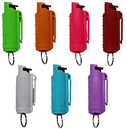 Police OC Bulk Defense Pepper Spray Keychain Self Defense- Max Strength Pepper Spray Gel - Belt Clip Safety Key Chains for Women & Men
