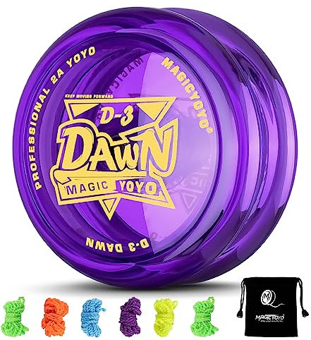 YOSTAR JoJo Kinder D3 Kristall Lila, Trick JoJo Profi Reaktionsfreudiges Yoyo für Kinder, 2a Looping Jo jo Spielzeug, Kunststoff Jo-jo mit Leerlauf mit 6 Schnur, Yo-yo Handschuh