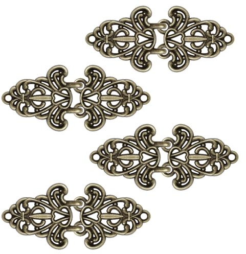 WANDIC Kantlås, 4 st 6,2 cm brons ihåliga cape fästanordningar cardigan fästklämmor smycken klämmor för kläder tröja sjal
