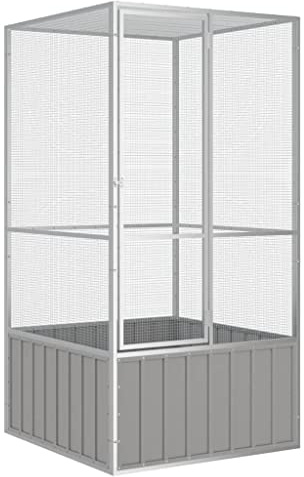 KOIECETA Vogelkäfig Grau 111x107x211,5 cm Verzinkter Stahl