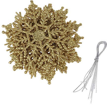 Zerodeko 6stücke Schneeflocken Weihnachtsschmuck in Gold Dekorationen für Weihnachtsfeier Weihnachtsschneeflocken aus Robustem Kunststoff für Fenster Wände und Bäume