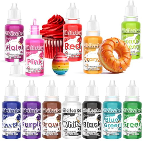 Food Colouring - Gikikoko 12 Colours × 10ml Food Colouring Liquid, Vibrant Highly Concentrated Food Dye for Baking, Icing Sugar, Macarons, Cake Decorating, Buttercream, Royal Icing, Slime