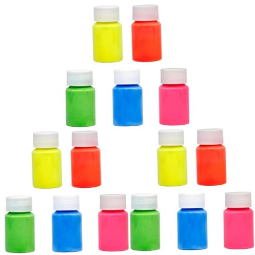 HAPINARY 15stücke Teiliges Nachtleuchtendes Farbset Mit Neonpigmenten Fluoreszierende Malfarben in Orange Gelb Grün Blau Für Kunst Nägel Und Graffiti Für Partys Und Kreative Projekte