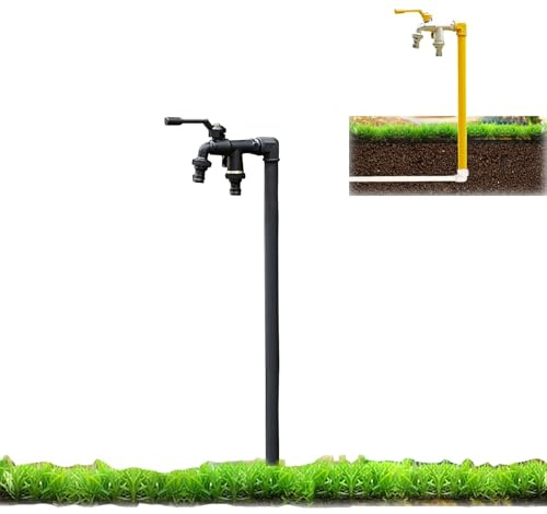XRRJFYH Wassersäule mit Wasserhahn Wasserzapfsäule Garten Edelstahl Wasserhahn 1/2 Zoll Außenwasserhahn Frostsicher Wasserhahn Säule(Negro,40cm/16in)
