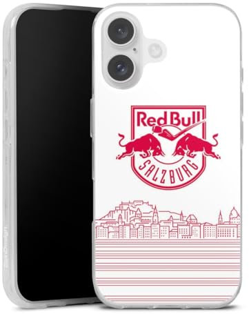 Silikon Hülle kompatibel mit Apple iPhone 16 Case transparent Handyhülle Eishockey Skyline EC Red Bull Salzburg