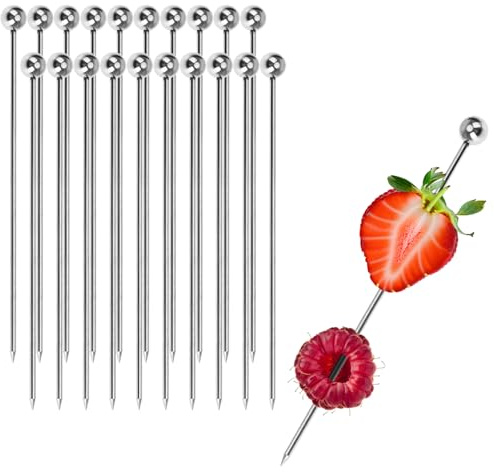 com-four® 20x Cocktailspieße aus Edelstahl - Spieße für Fingerfood, Obst, Burger - wiederverwendbarer Party-Picker 11 cm - Häppchen Piekser für Geburtstag, Party, Barbecue, Hochzeit (20 Stück - 11cm)