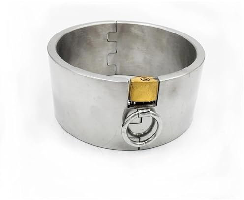 4 Größen BDSM Bondage Halsfessel Super Schwere Edelstahl Sex Halsband Hoch 5cm Sklaven Kragen Abschließbar Fesseln Halsreif O Ring Erwachsene Spiele für Paare Männer Frauen,Silber