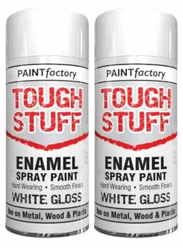 DIOXSTAR Enamel White Gloss Spray Paint, Fast Drying, Suitable for Wood, Plastic, Metal, Interior and Exterior Use, Hard Wearing & Smooth Finish, 400ml (2 PCS)