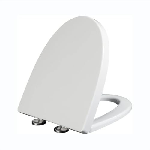 Wttfc Toilettenbrille,Wc-Sitz Aus Uf,Ovaler Toilettensitz, Sanft SchließEnd, Kein Zuschlagen, Universal-Toilettendeckel In StandardgrößE, Befestigung Oben,Weiß (Kleine V-Form),05