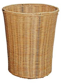 JKJZSALJ Poubelle Artisanale en Bambou Et Rotin, Ronde, pour Salon, Chambre À Coucher, Bureau, Corbeille À Papier, Poubelle Créative pour L'Intérieur, Jaune, 12