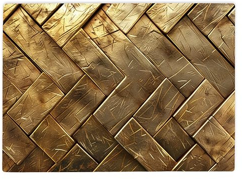 Shopagift Gold Herringbone Pattern Glass Chopping Board Large Kitchen Worktop Saver 39cm x 28cm