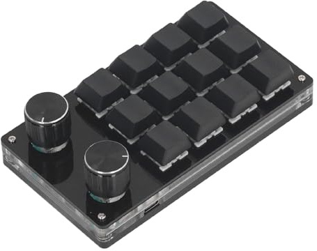 Eacam Tastiera da Gioco Meccanica, 12 Tasti Dual Knobs Switch Rosso Cablato Programmabile, per Windows OS X