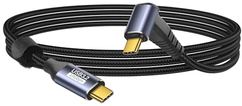 YACSEJAO Cable USB C a USB C de 90 grados 10 Gbps USB Tipo-C 3.1 Gen2 macho a macho Transferencia de datos 4 K a 60 Hz Cable de vídeo que soporta carga rápida 100 W (1 M/3,3 FT)