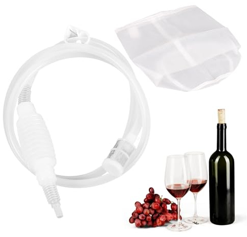 Wein Siphon 2, 5 m/8, 2 Fuß Silikonbrauen Siphon -Röhre mit Filterbeutel und Wasserstopp -Clip -Weinpumpe mit Edelstahlfilter für Bierfestival -Bierherstellung..