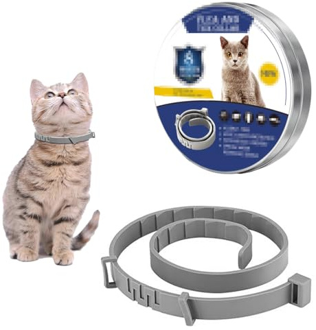 Collare Antiparassitario Per Gatti, Collare Antipulci e Zecche Regolabile Impermeabile, Universale per Gatti, Efficacia 8 Mesi 39cm Collari Antizecche(39cm)