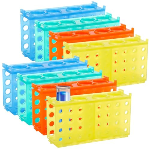 YOFAPA 8 Stück Reagenzglasständer, 4-Wege Stecksystem für 0,6ml/1,5ml/10ml/15ml/50ml Zentrifugenröhrchen, Kunststoff Mehrfachständer, Laborbedarf