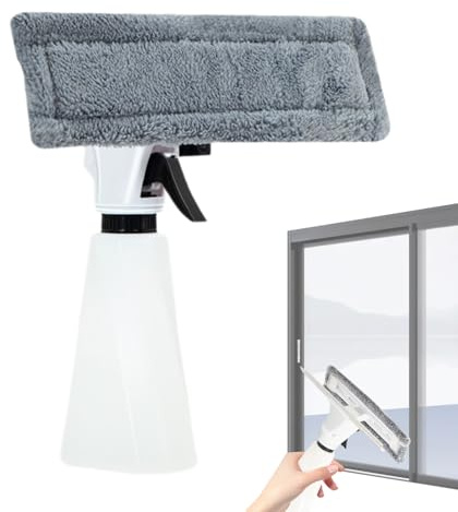Window Cleaner Squeegee - Window Shower Scraper Squeegee with Spray Bottle | Multipurpose Glass Washing Scraper Tool for Kitchen Car Windshields Tiles Bathroom Countertop Door