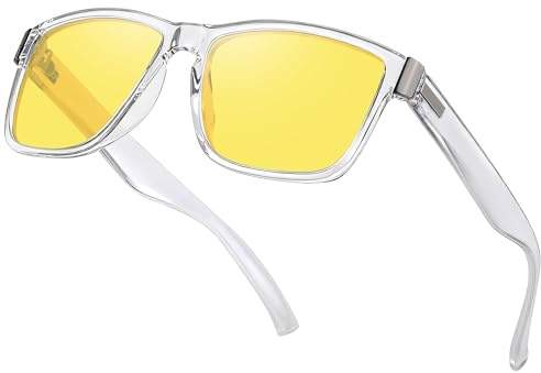 Opssaker Lunettes Conduite de Nuit Homme Femme Polarisés Anti éblouissement Verre Jaune Lunette Vision Nocturne