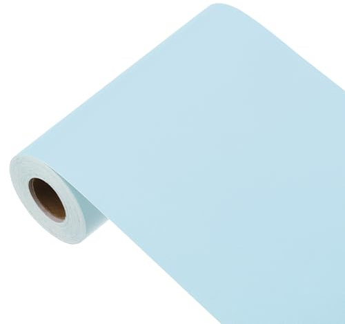 sourcing map Papier peint bleu ciel à décoller et à coller, papier peint autocollant en vinyle de couleur unie, décoration murale pour revêtement mural 998,2 x 15 cm